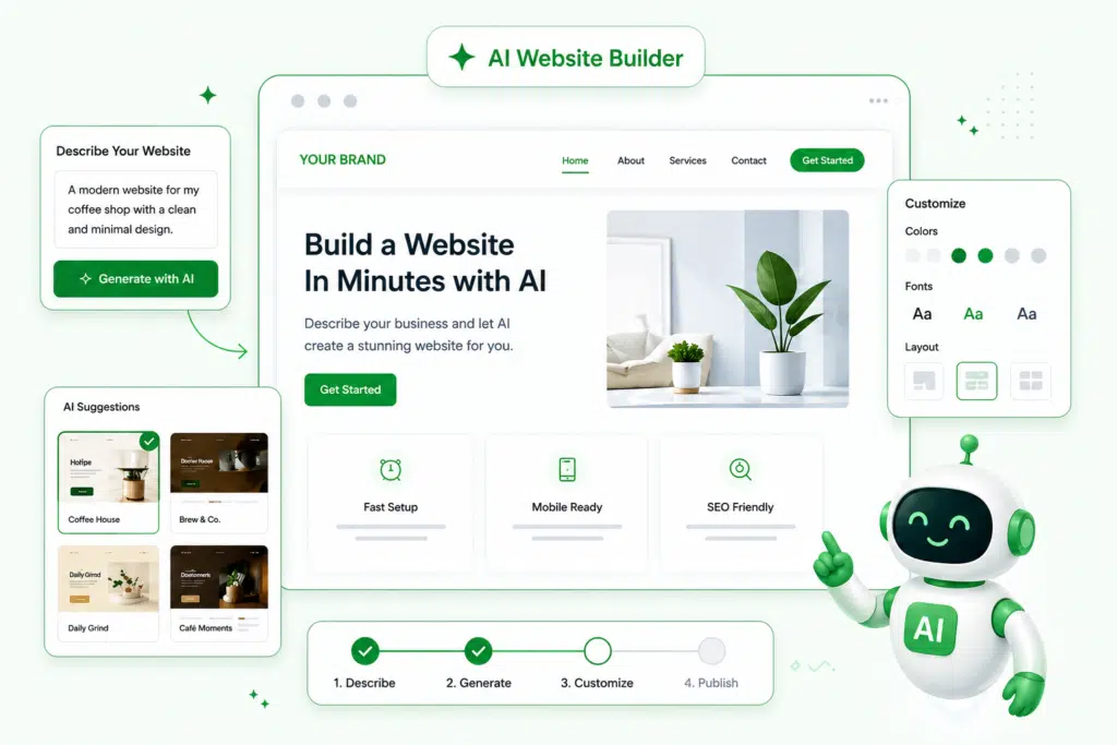HostLaza free AI website builder creating a website in minutes